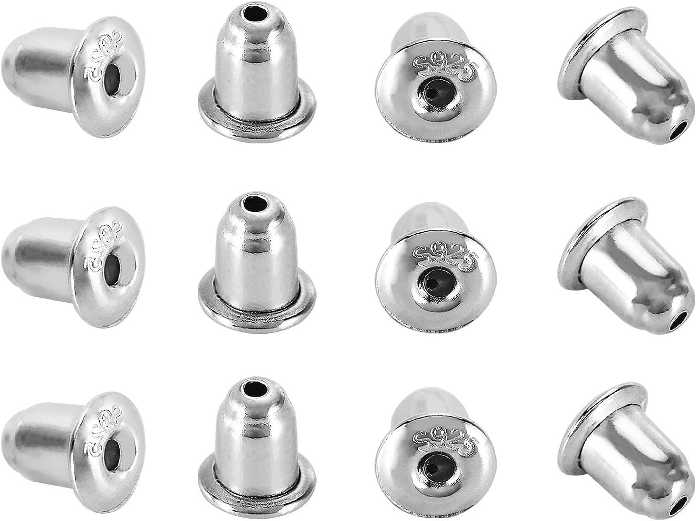 6Pairs/12Pcs Authentic 925 Sterling Silver Earring Backs for Studs, Hypoaller