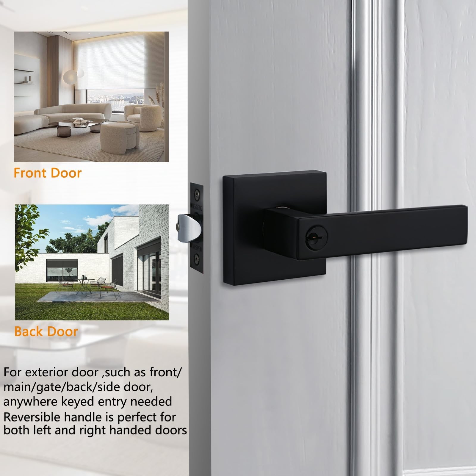 NEWBANG Keyed Entry Solid Door Lever Matte Black Finish 1 Pack