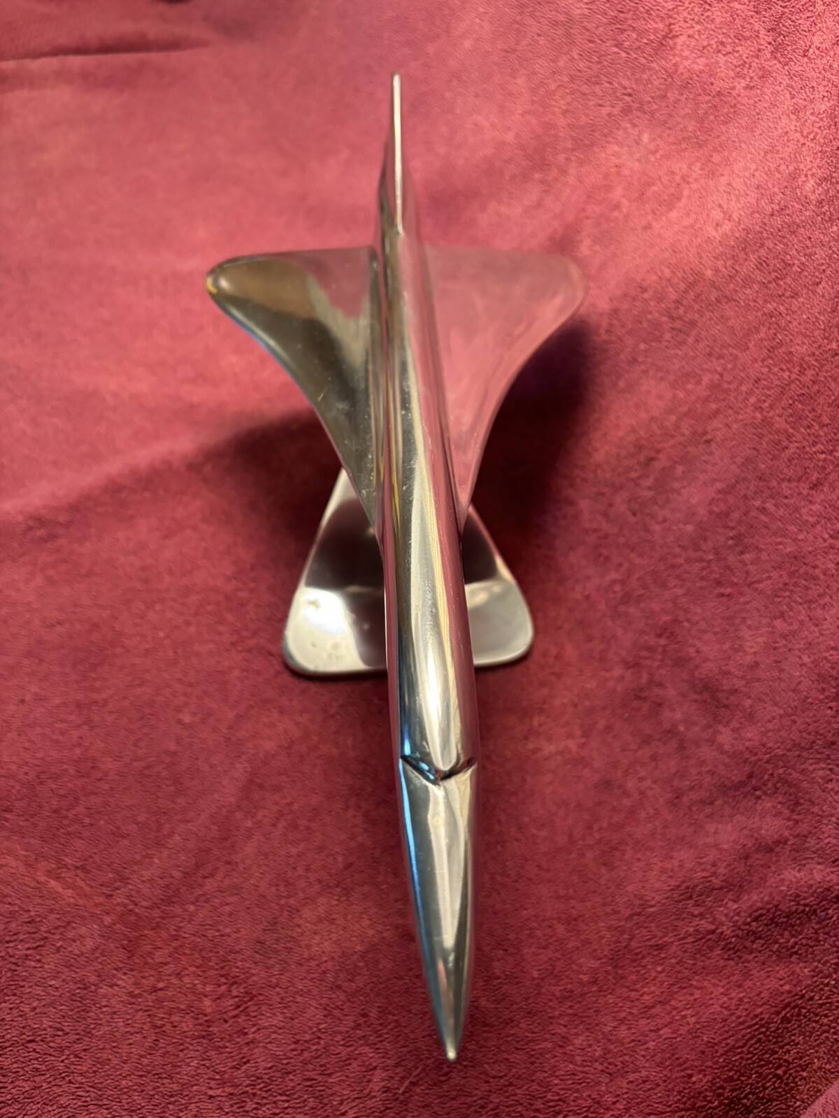 DESKTOP SUPER SONIC TRANSPORT MODEL W/ STAND, POLISHED ALUMINUM 18” LONG