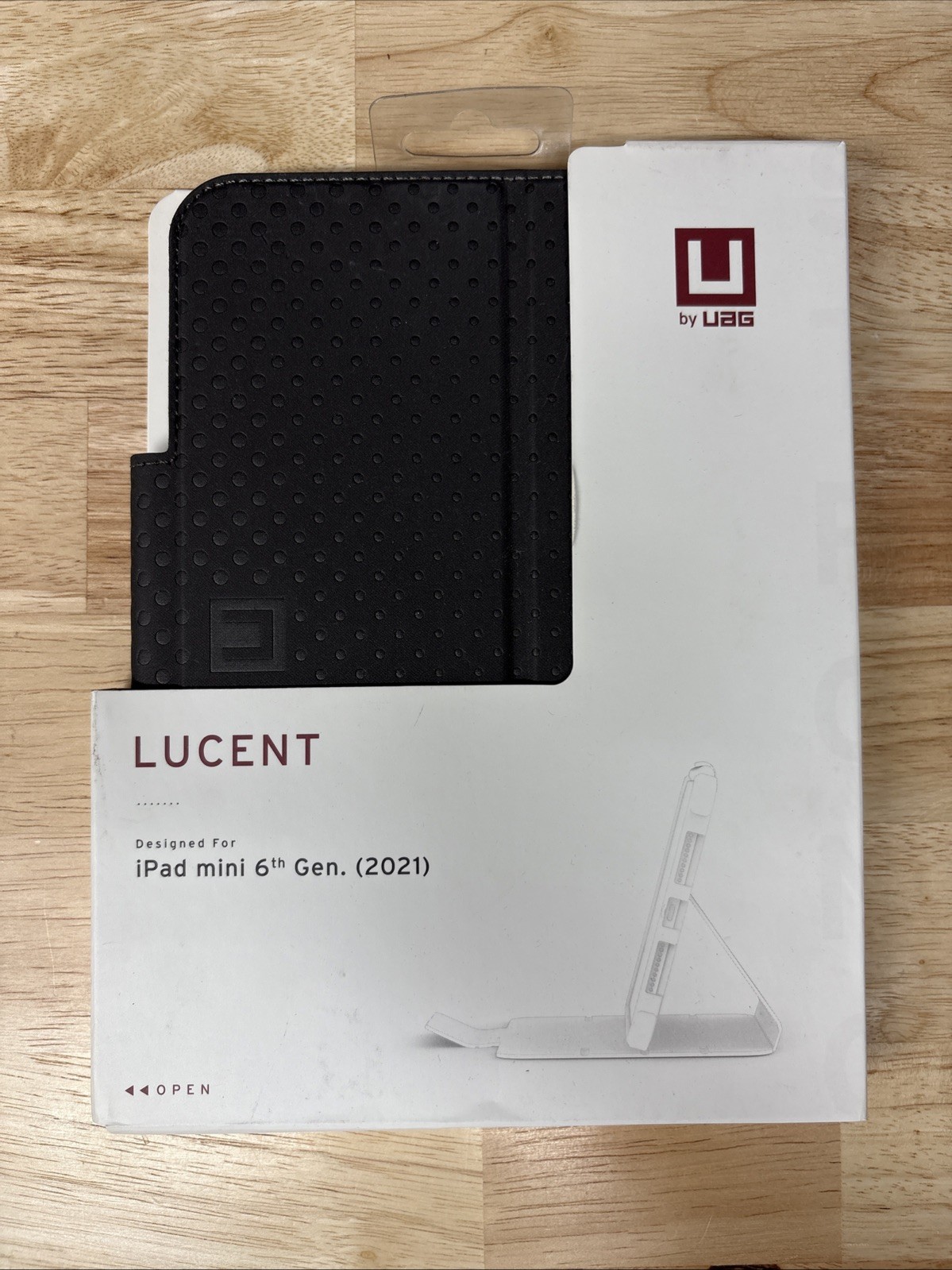 UAG Lucent Series Folio Stand Case for iPad mini 6th Gen (2021), Black Dot/Clear