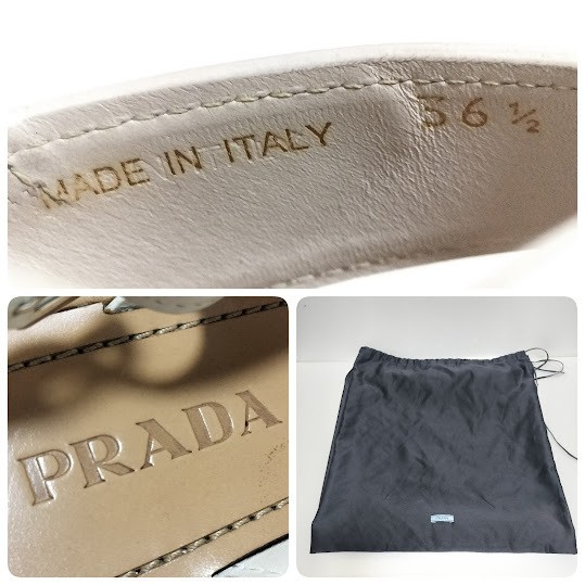 Prada Wedge Sandals White Beige Women's Size EU36.5/US6.5
