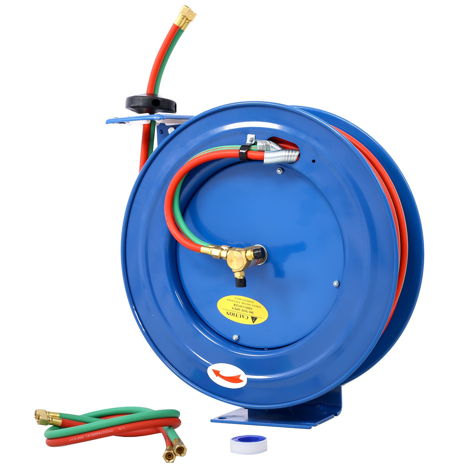 Retractable Welding Hose Reel 1/4" x 100Ft Twin Oxygen/Acetylene 200PSI