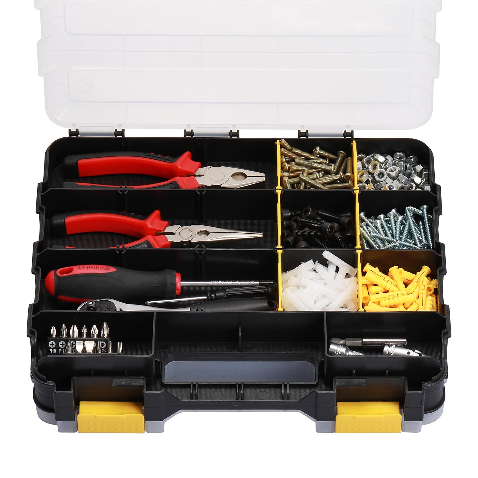 EMENTOL 2PCS Double Side Tool Organizer with Customizable/Removable Plastic D...