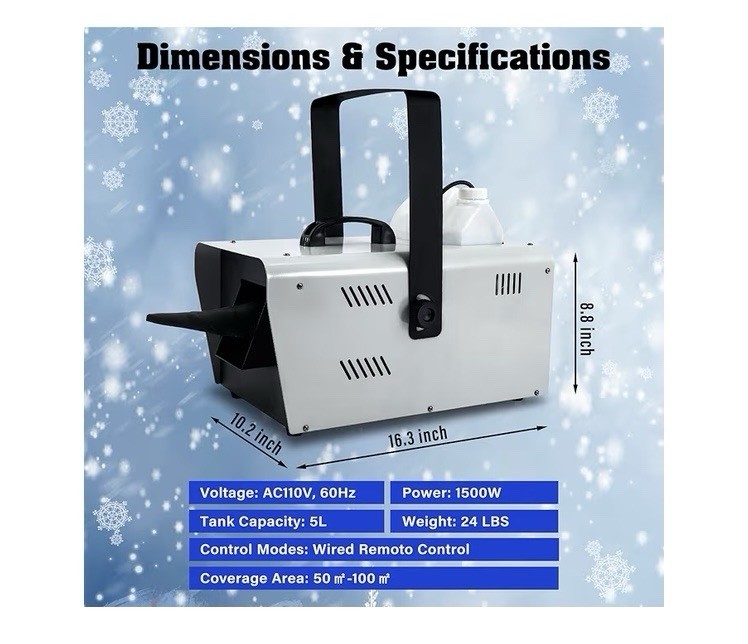 TCFUNDY Snow Machine 1500W Snow Making Machine Snowflake Maker For Parties