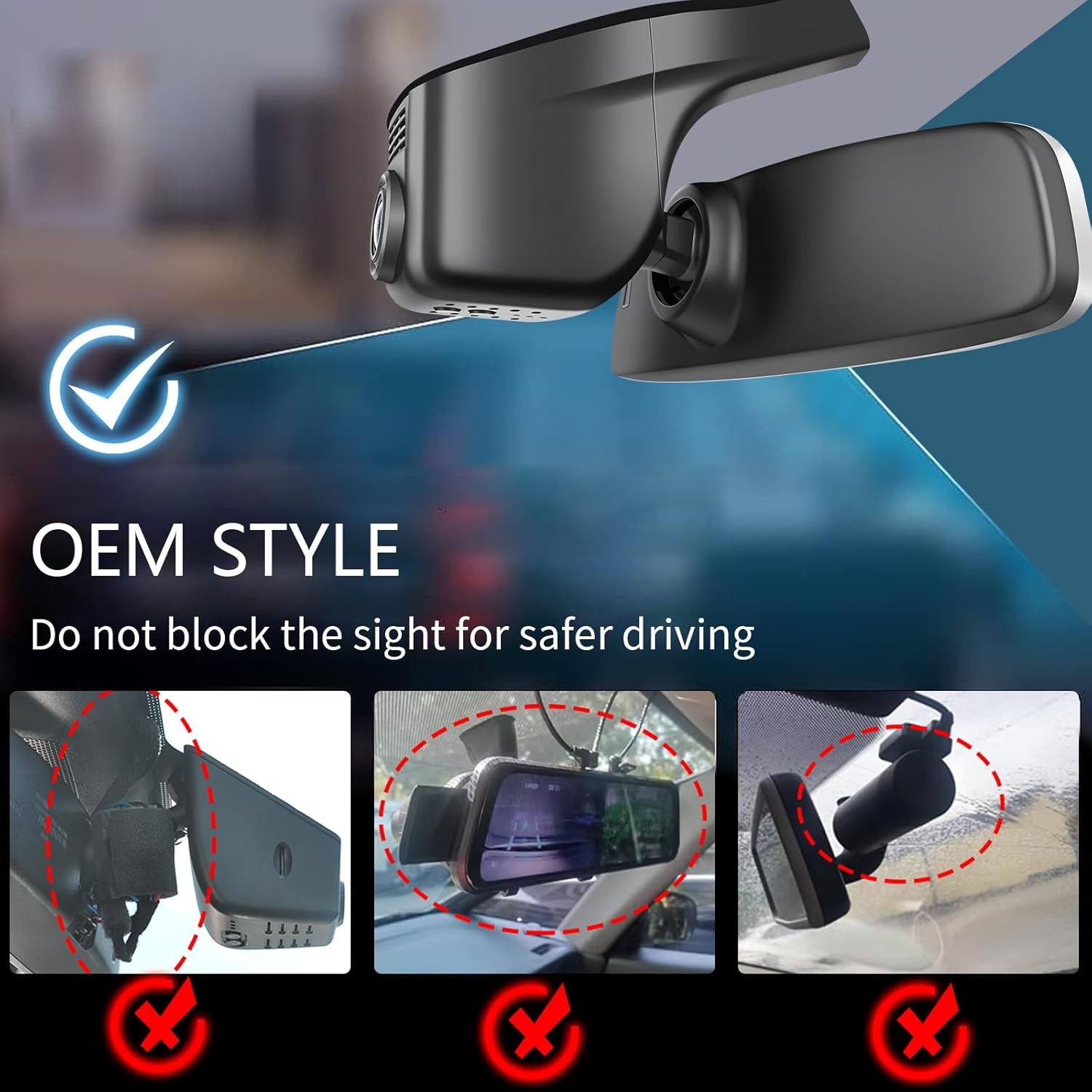 Front 4K/Rear 1080p Dash Cam for VW Passat B8 2015-2024 App WiFi Loop Recording