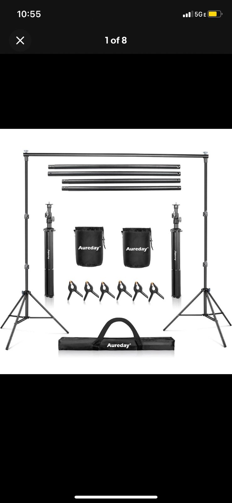 AUREDAY Background Stand - 10X7FT Adjustable Photo Backdrop Stand Kit B09WJYCJBP