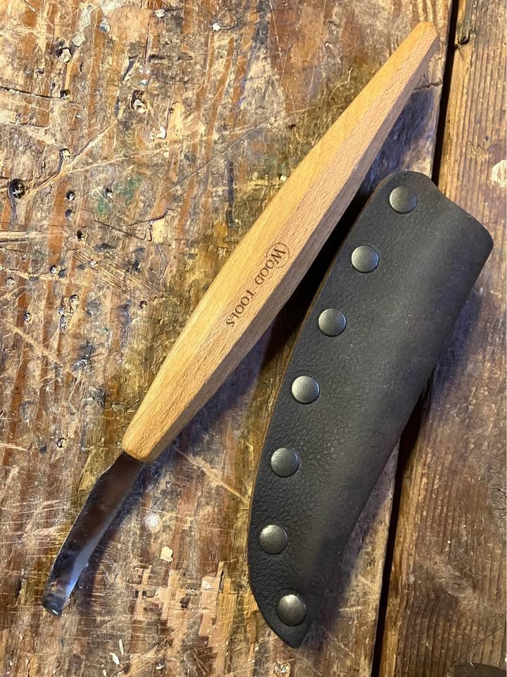 Wood Tools Compound Curve Spoon Knife Left Hand Robin Carving Hook w/ Sheath