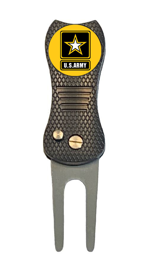 US Army Logo Golf Ball Marker w/ Premium Switchblade Divot Tool