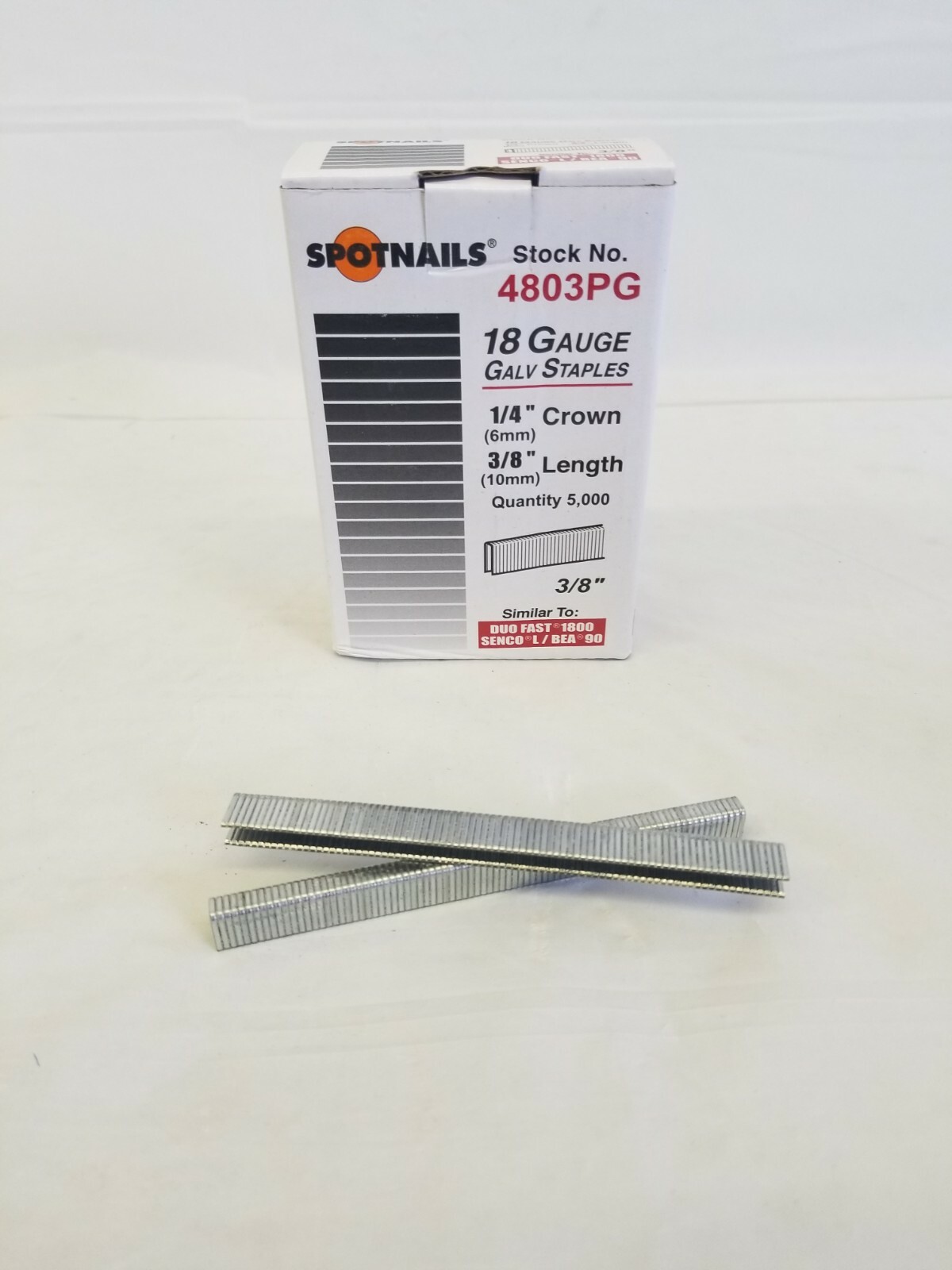 18 Gauge Narrow Crown 1/4" X 3/8" Leg ( "L" Series ) Staples 5,000/Bx 4803PG