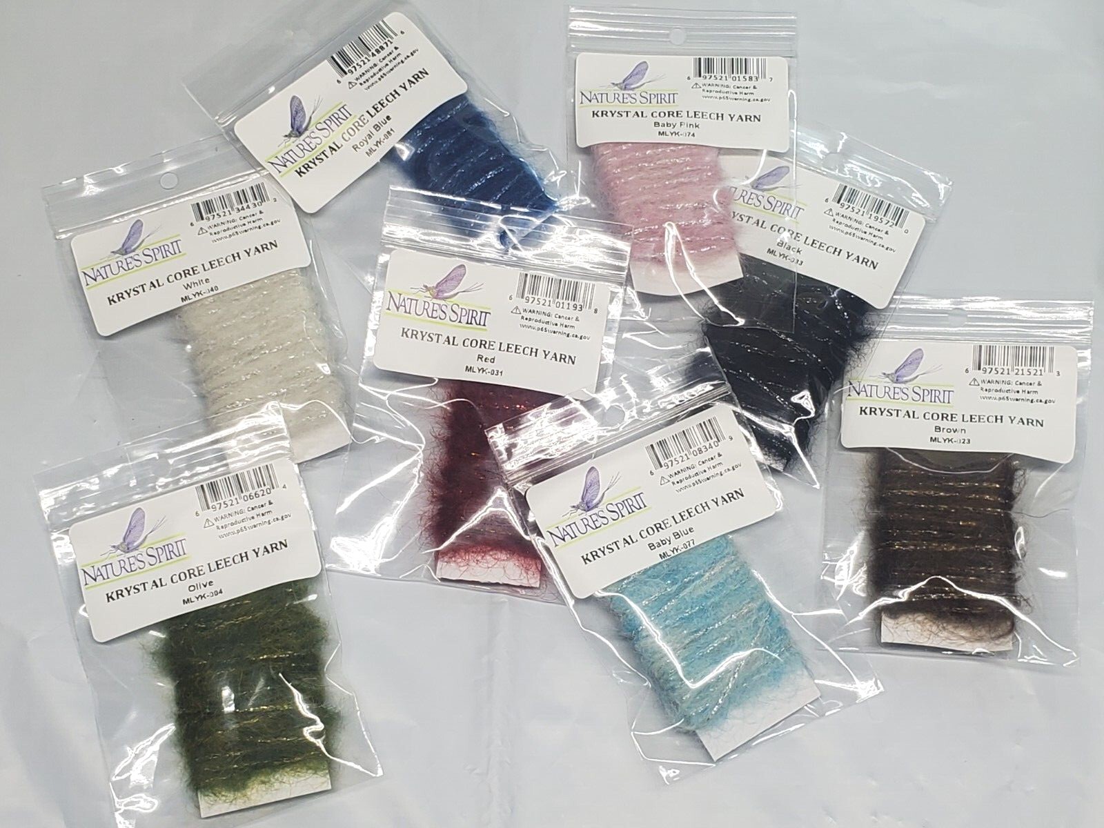 KRYSTAL CORE LEECH YARN Nature's Spirit Fly Tying Body Material 3 Yard Packs