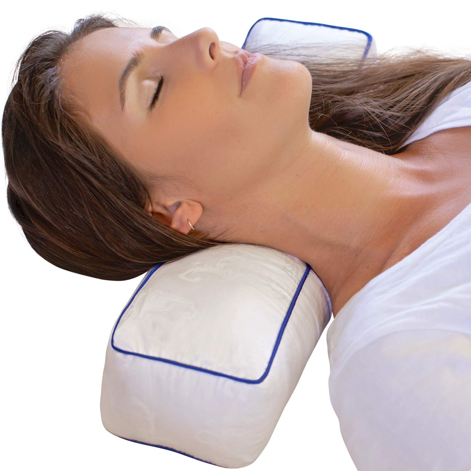 Adjustable Cervical Neck Roll Bolster Pillow for Sleeping, Neck Pain Relief, ...