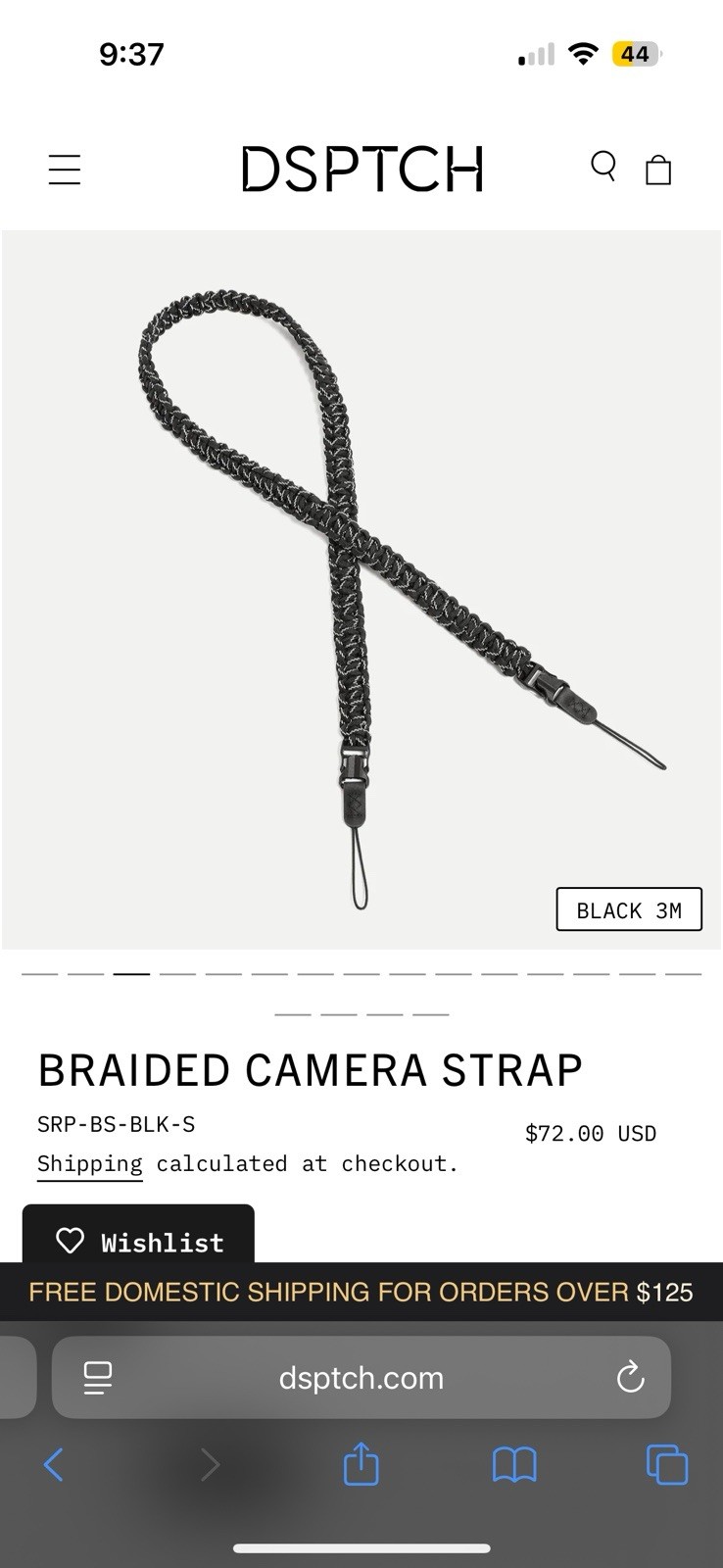 DSPTCH Braided Camera Starp 37" Black/3M