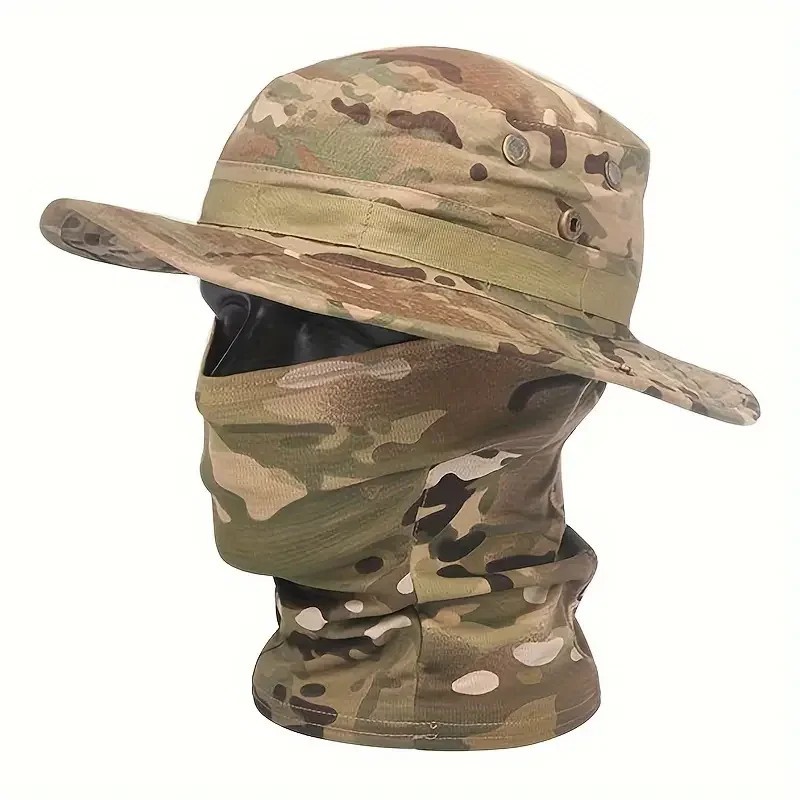 Camouflage Boonie Hat Balaclava Wide Brim Foldable Sun Fishing Hunting Cap