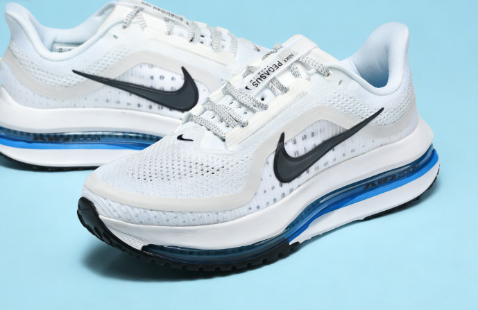 Nike Air Zoom Pegasus Air Cushion Sneakers, White Blue For Men & Women