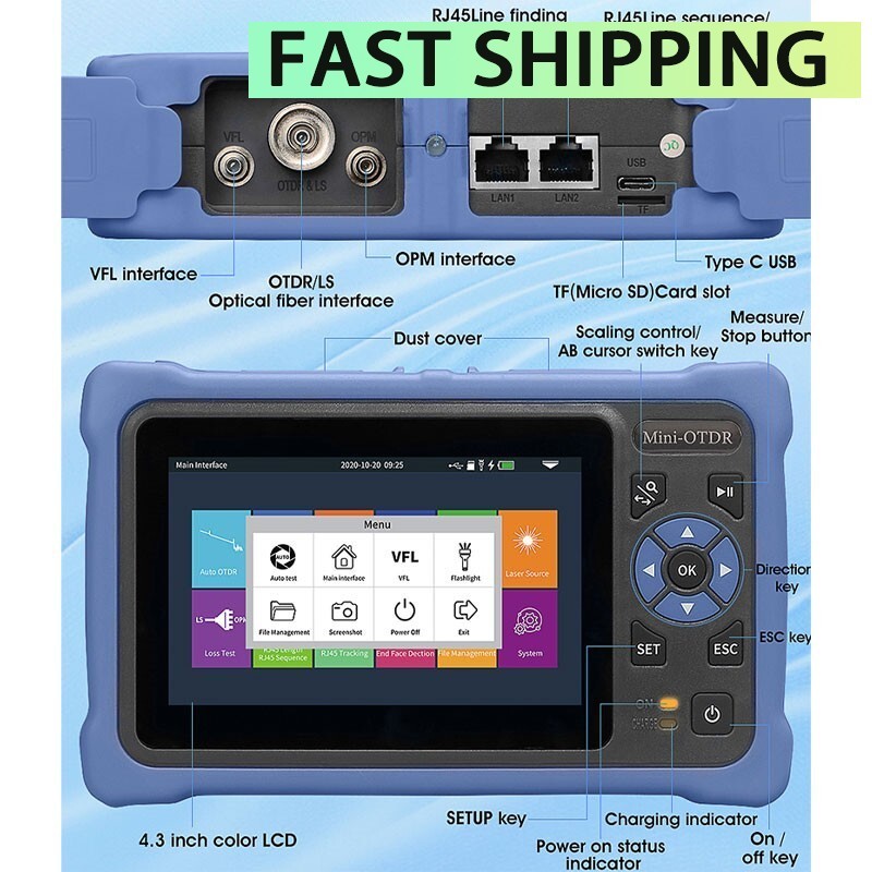 AUA800U UPC Port Multifunctional Mini Optical Time Domain Reflectometer 100KM