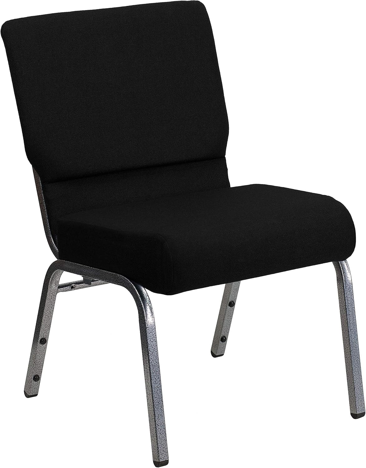 HERCULES Series 21''W Stacking Church Chair in Black Fabric Silver Vein Frame