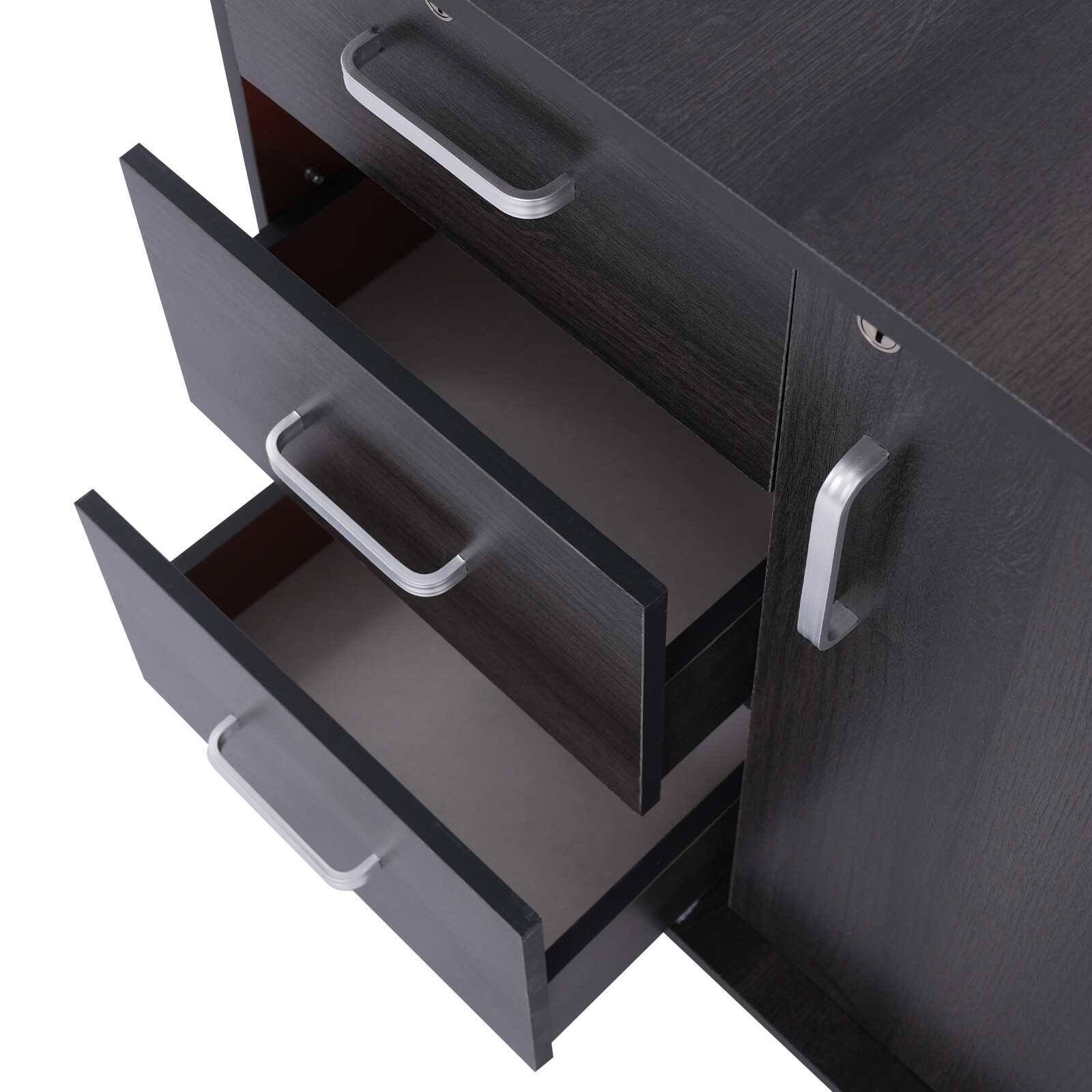 3 Drawers 2 Compartments Mobile File Cabinet Locking File Cabinet MDF 1 Cabinet
