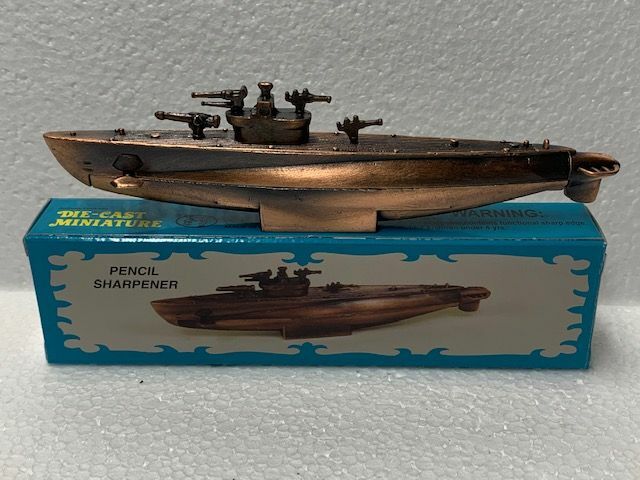 SUBMARINE BRONZE DIE CAST METAL COLLECTIBLE PENCIL SHARPENER NEW / BOX