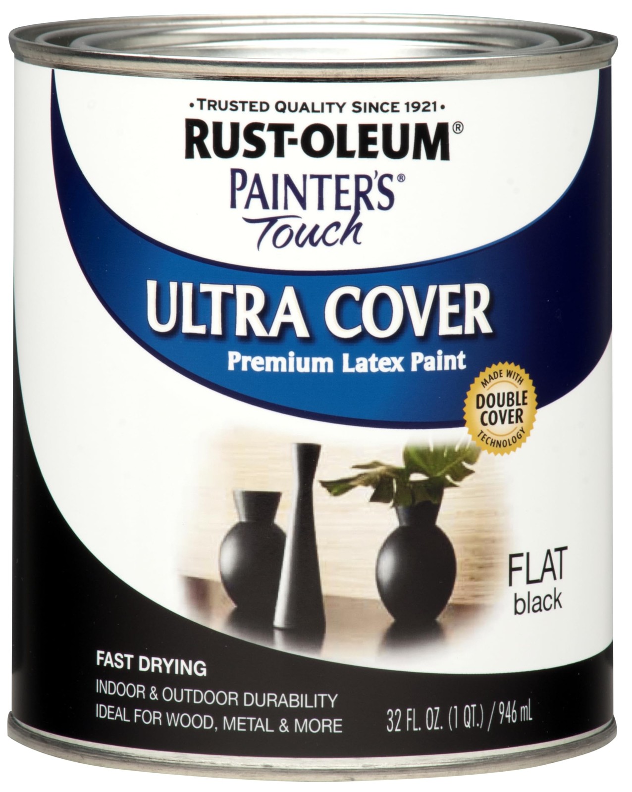 Rust Oleum Painter's Touch Flat Black Multi Purpose Paint 1 Quart Indoor Outdoor