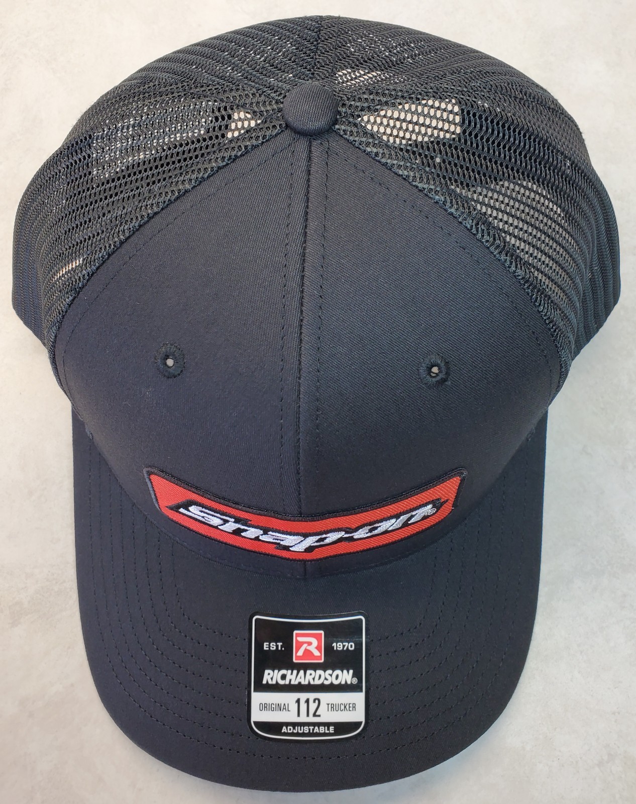 Snap-on Patch on Richardson 112 Trucker Hat Snapback Black/Black