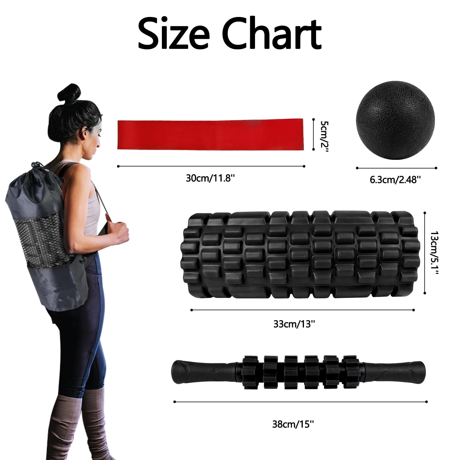 5 in 1 Foam Roller Set High Density Foam Roller Patented, Massage Stick, Mass...