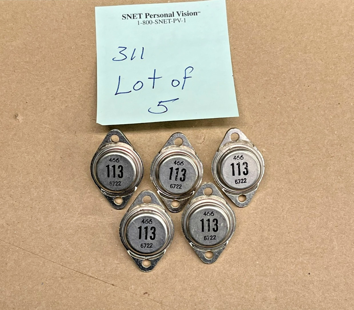 Vintage semiconductors Germanium Power Transistors  466-113  Date 1967  Lot of 5