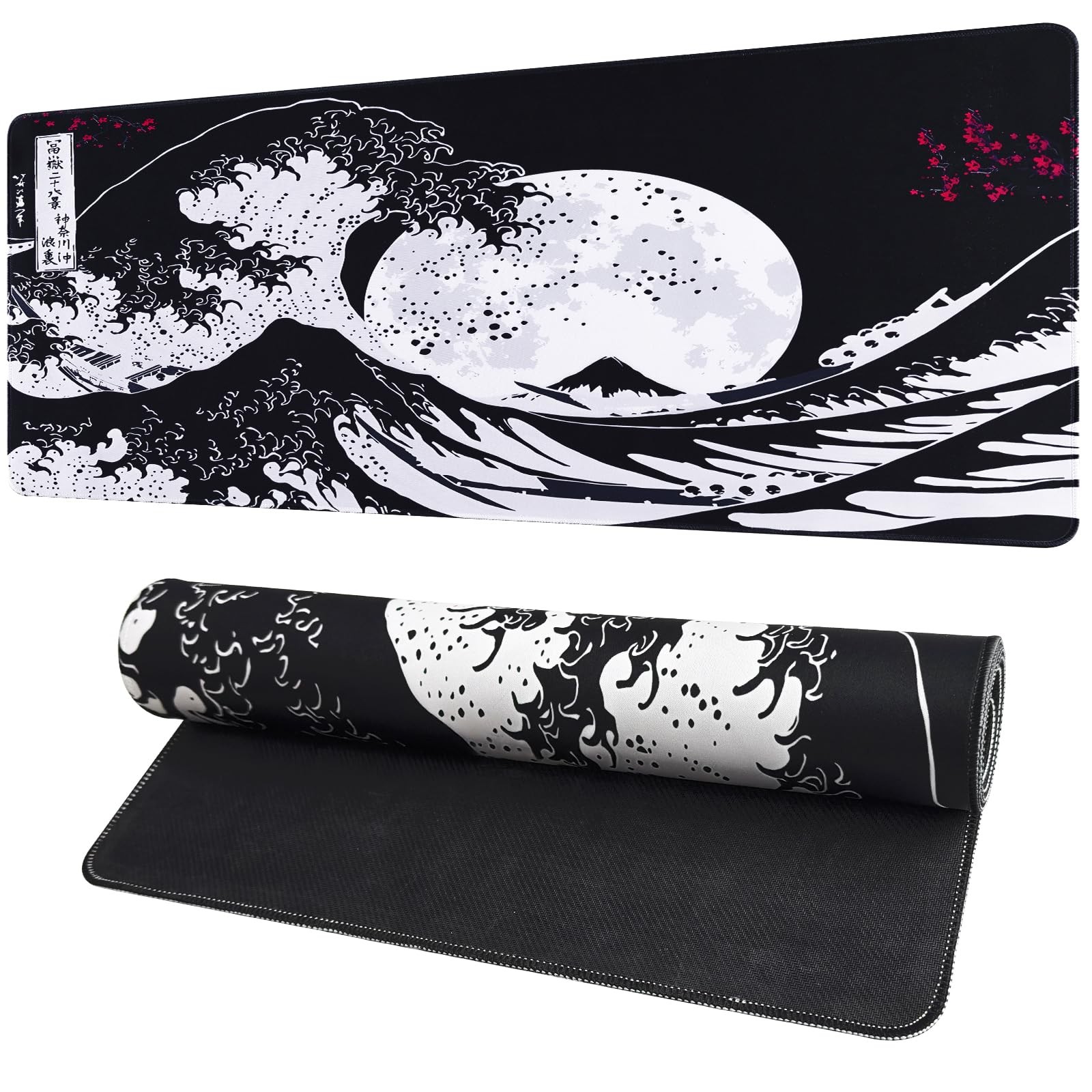 Vanzard Japanese Mouse Pad, Black Anime Gaming 31.5" x 11.8", Style