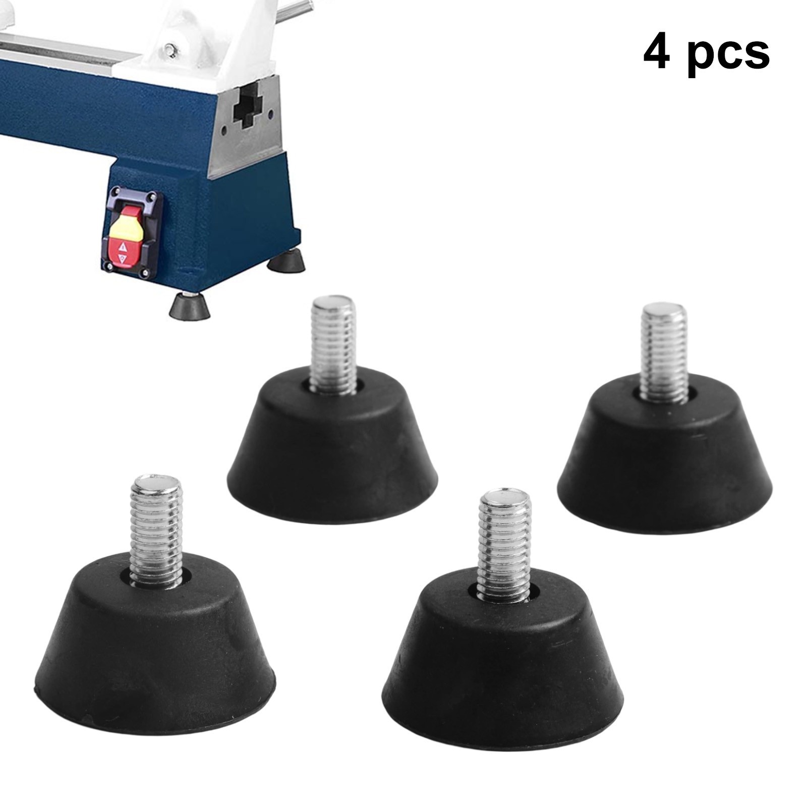 Vibration Absorbing 4pcs Rubber Feet for Lathe Machines Non Slip Design