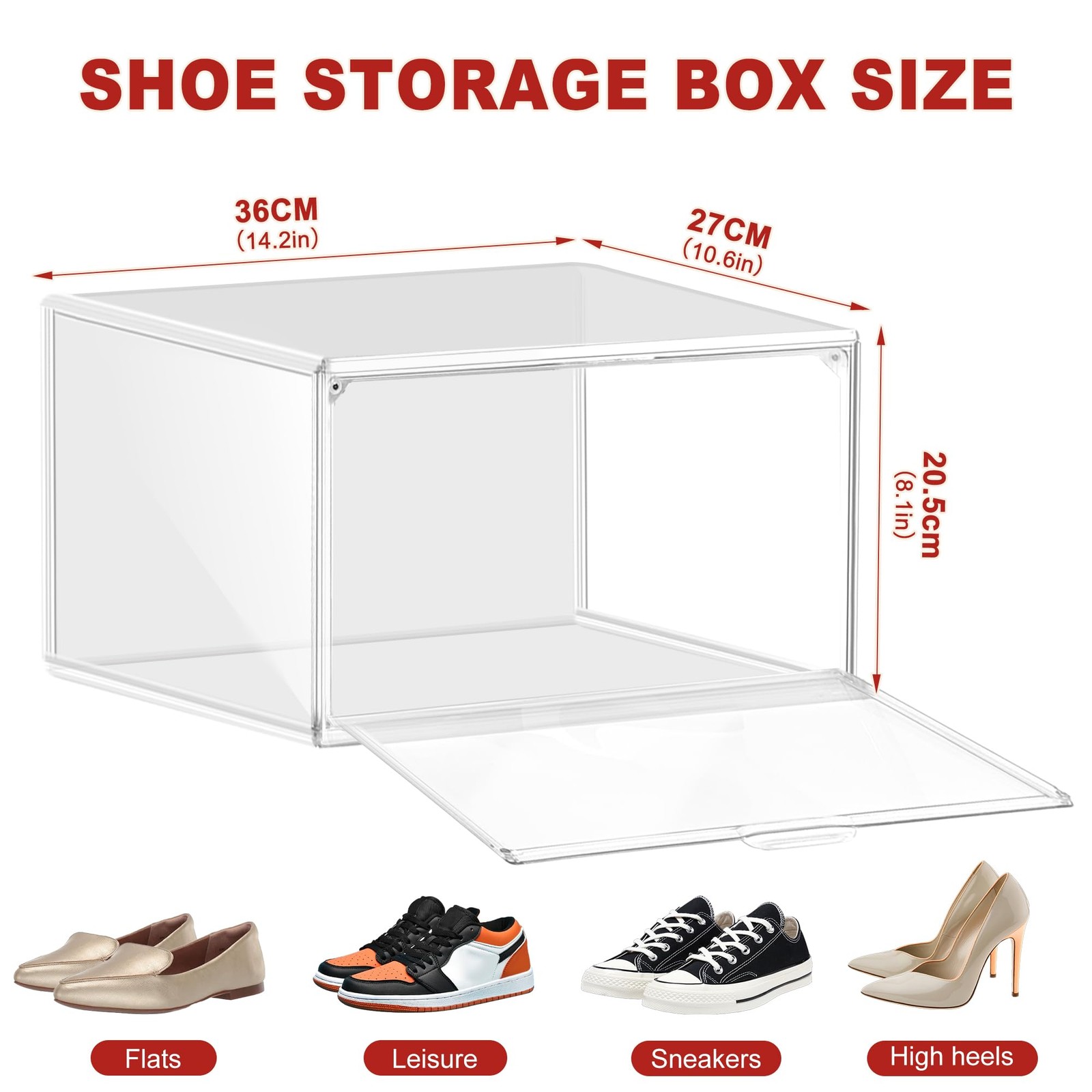 EZJOB 1 Pack Clear Shoe Boxes Size 12 Storage 13 - 1 Pack,
