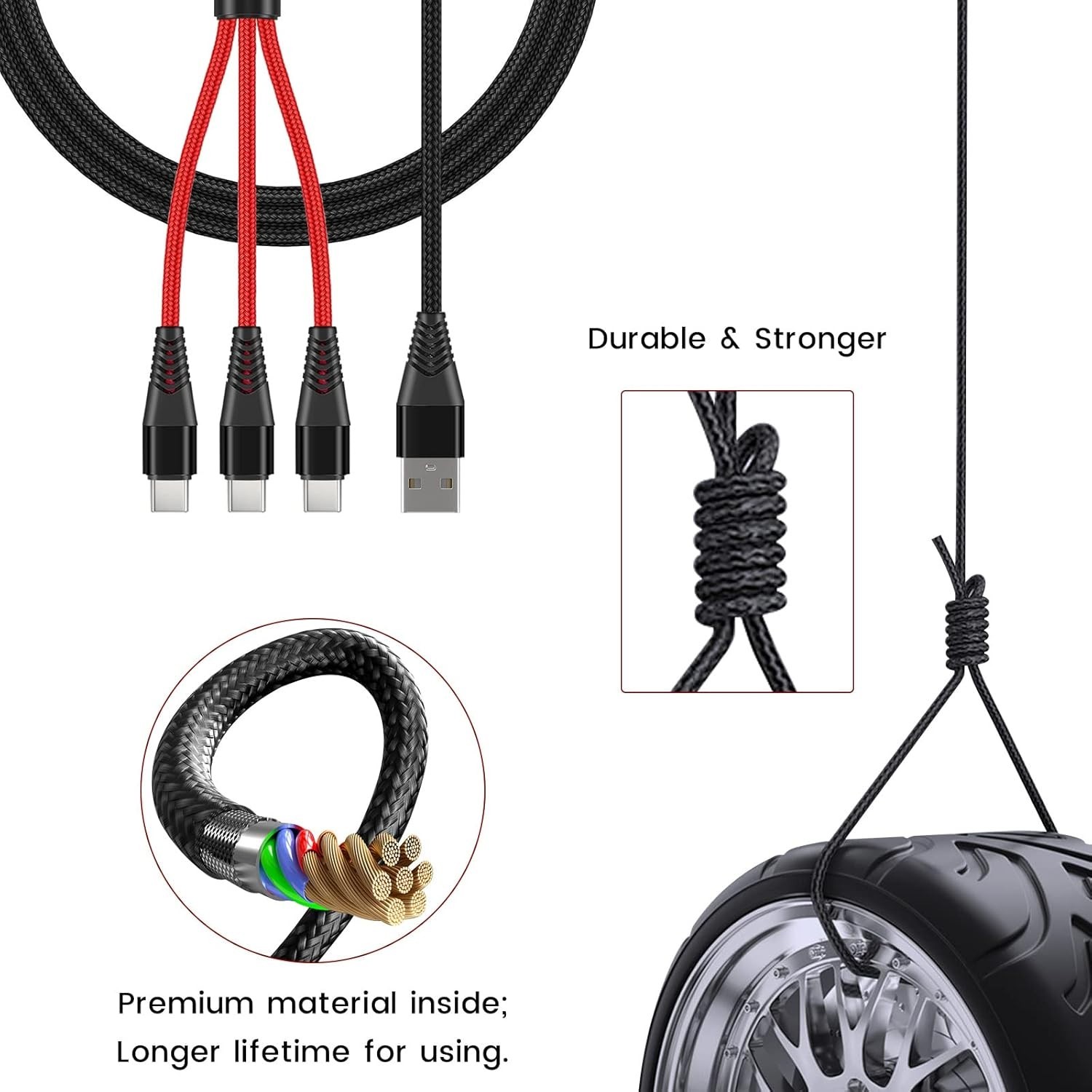 Versatile DJI Drone Charger - 3A USB-C Fast Charging Cable for Multiple Devices