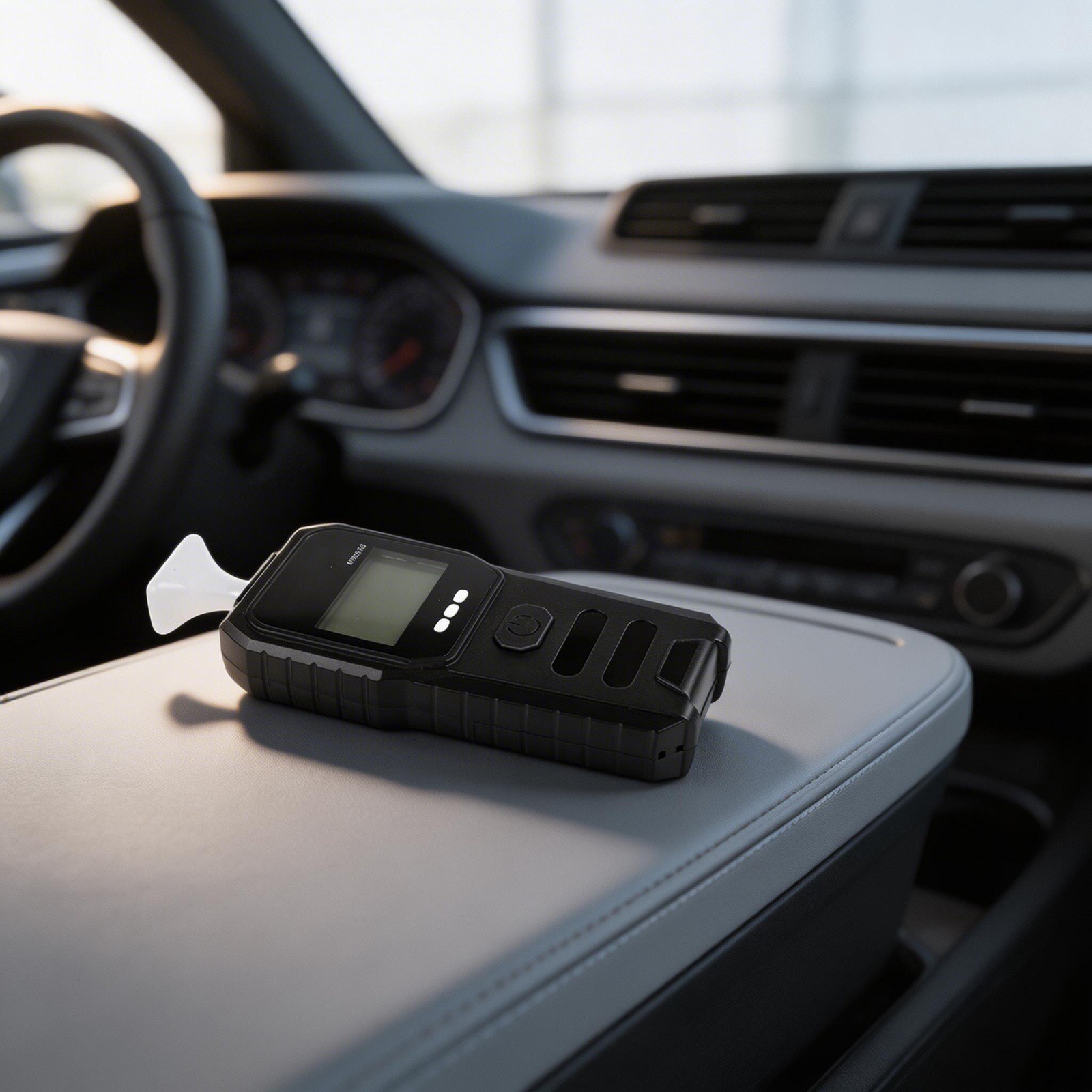 Compact Black Breathalyzer with LED Display and Bilingual Voice Support