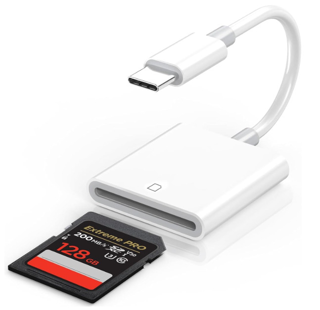 SD Card Reader USB C for iPhone 16/15/iPad/MacBook/iMac/Galaxy/Android White New