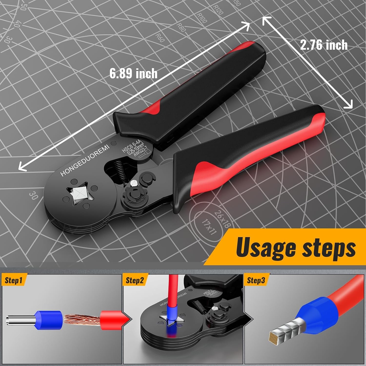 Wire Ferrule Crimping Tool Set, 1800PCS Electrical Connectors, Self-Adjustable A