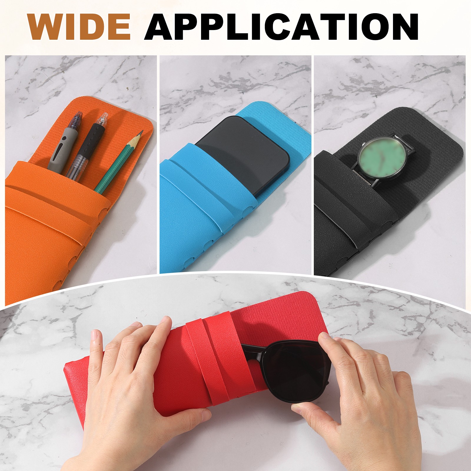 2Pcs Soft Glasses Case Leather Eyeglass Case with Flap Closure Red