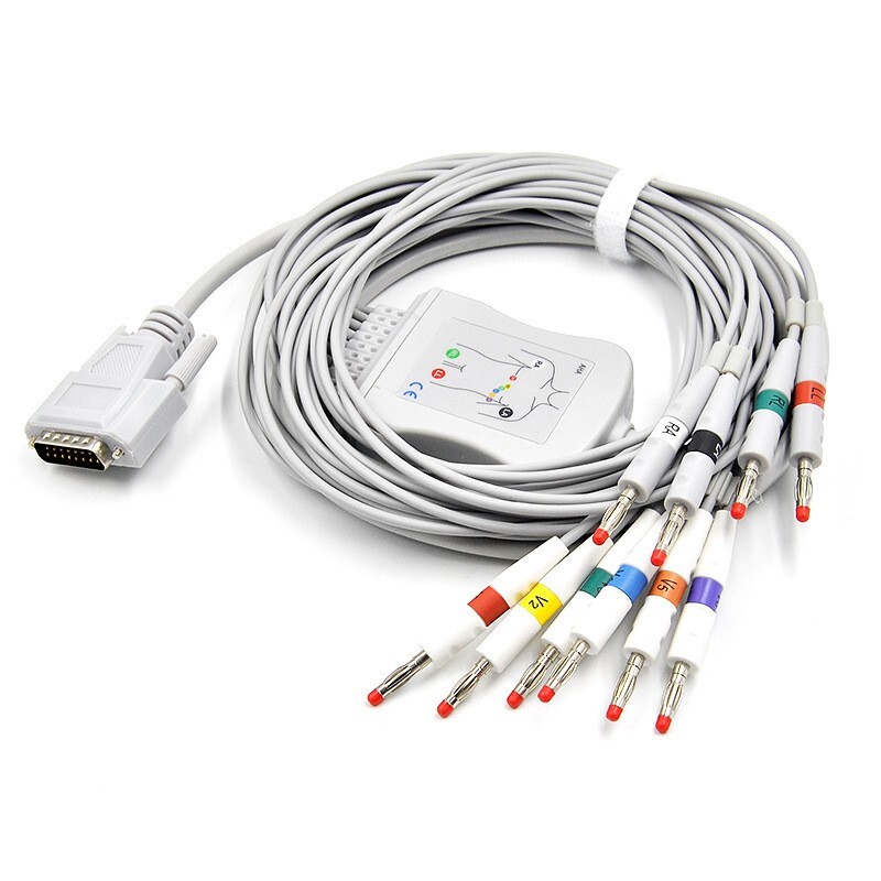 ECG Machine 10Lead Cable with Banana Plug,AHA for Mindray R12 R3 Patient Monitor
