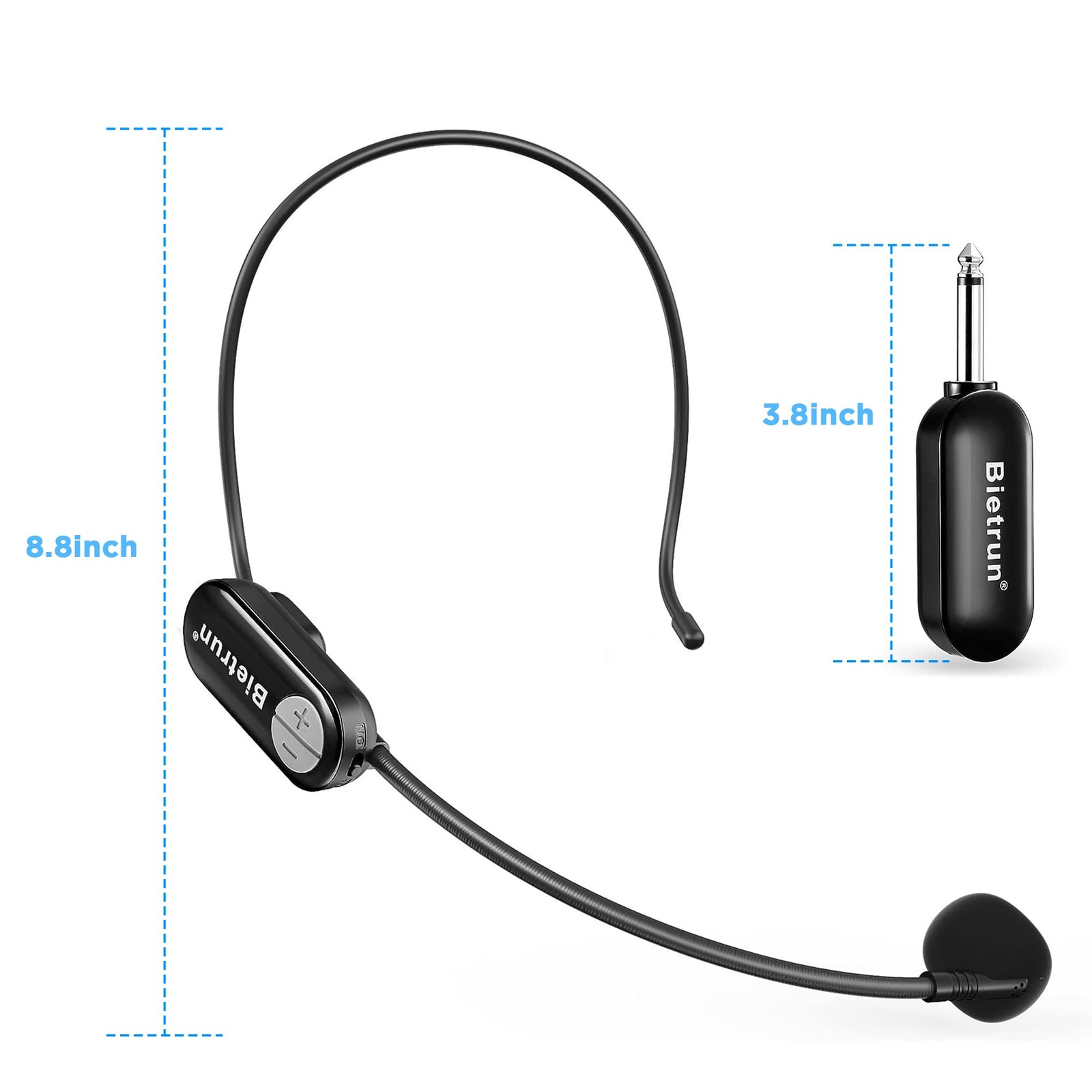 Wireless Microphone Headset with 1/4''Plug, 165ft Range, UHF Wireless Headset...