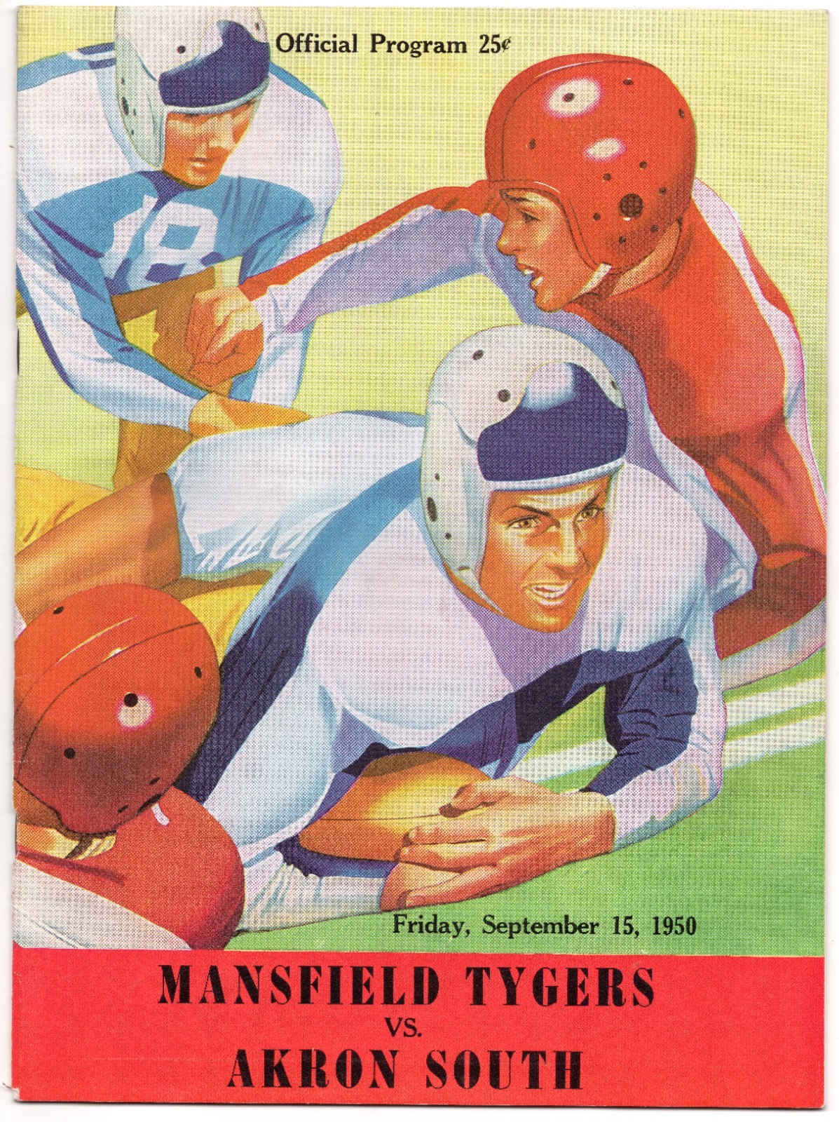 1950 Mansfield Tygers vs Akron South High School Football Program 9/15/50