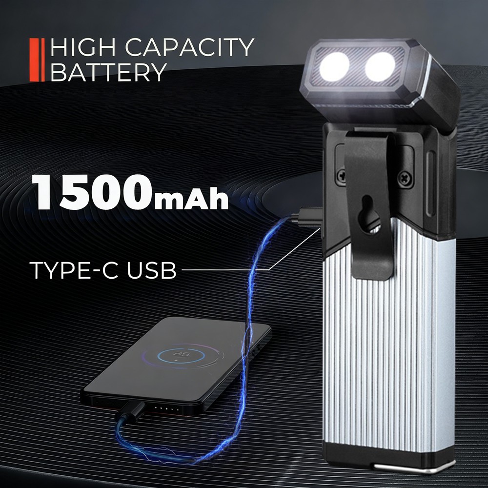 LED Multifunction Telescopic Rotating Work Lamp Rechargeable Magnetic Flashlight