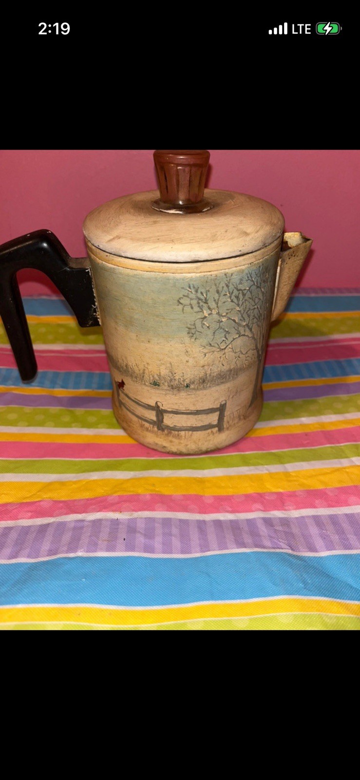 Vintage Hand Painted Coffee Percolator
