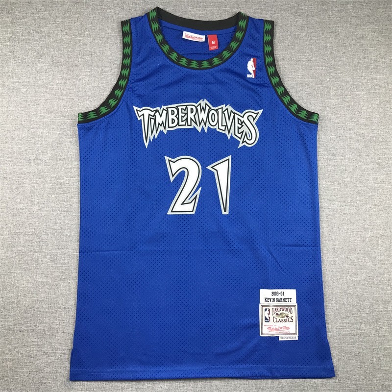 Kevin Garnett #21 Stitched Retro Blue Adults SportShirt Size: S-XXL