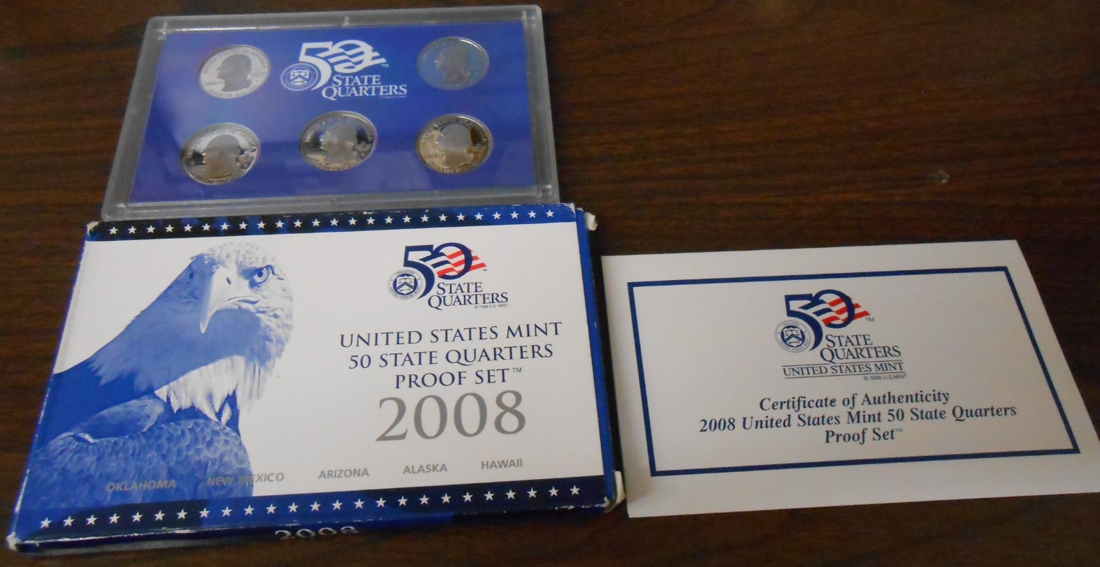 2008 US MINT 5 PC CLAD COIN PARTIAL PROOF SET - STATEHOOD QUARTERS