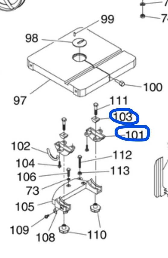 Grizzly G0555 14" Bandsaw Trunion Mount P0555101 And P0555103 Rigid And Delta