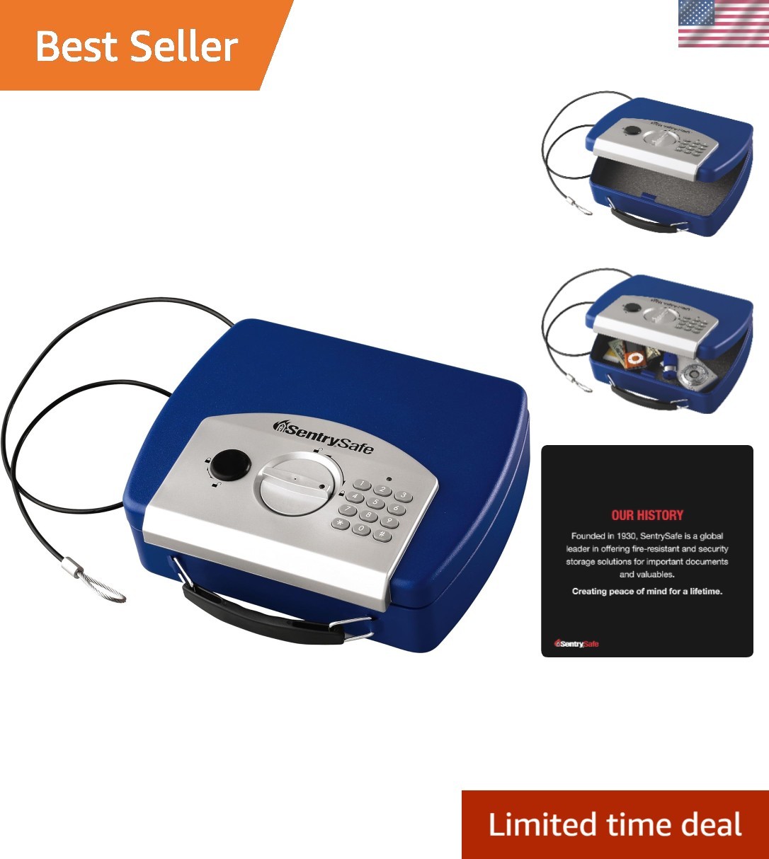 Secure 0.08 Ft³ Blue Steel Safe with Digital Keypad - Perfect for Travel & Dorms