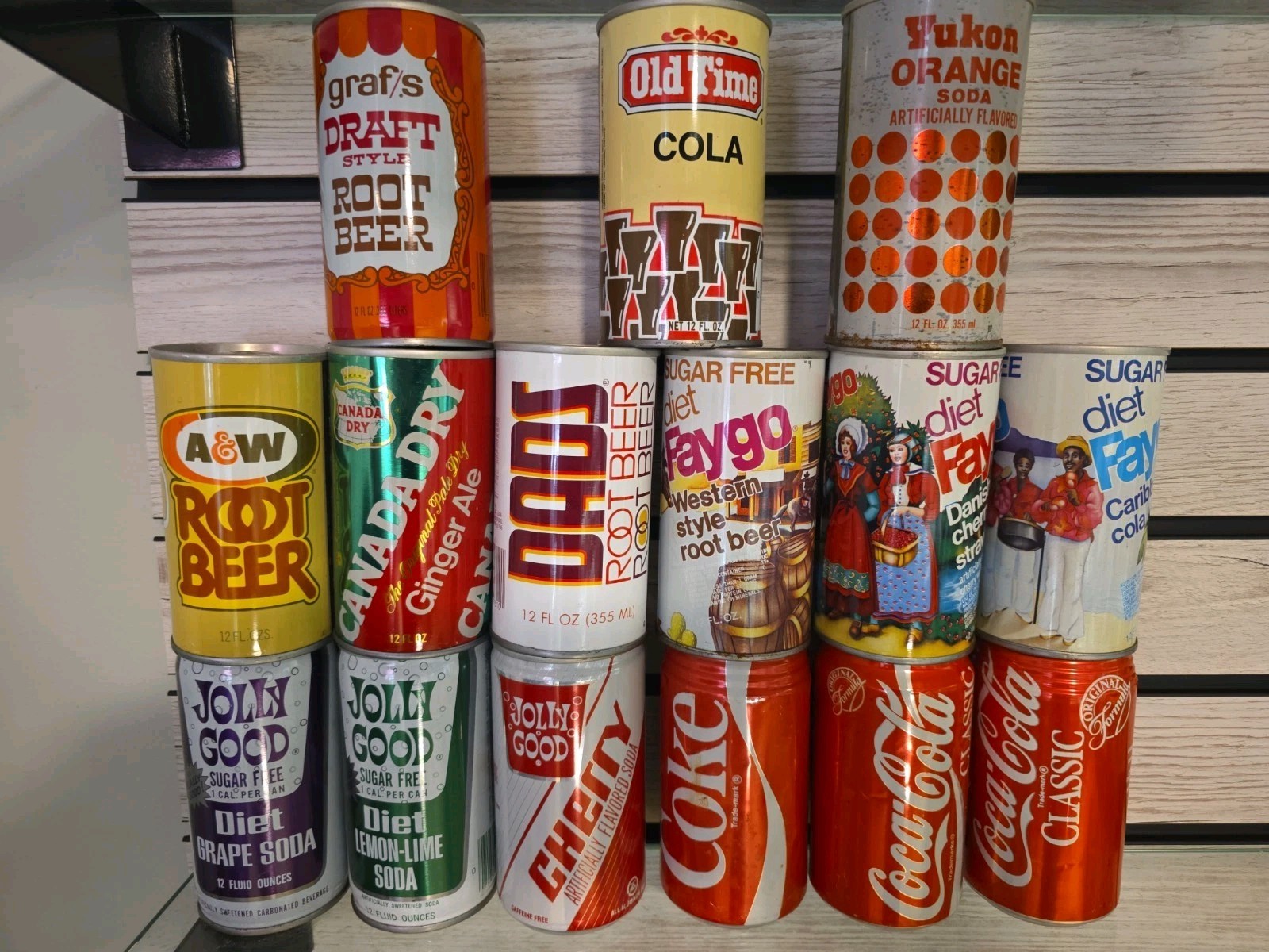 Vintage 70s 80s Cola / Soda Cans LOT (I) 15ct Coke Diet Faygo A&W
