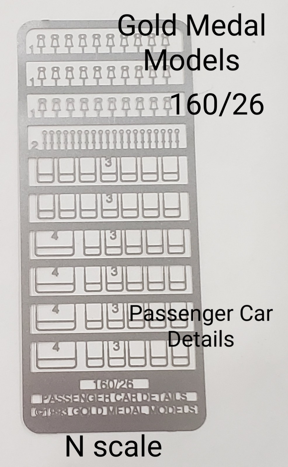 N Scale RR Passenger Car Etch Details  Stainless Steel  Gold Medal Models   USA