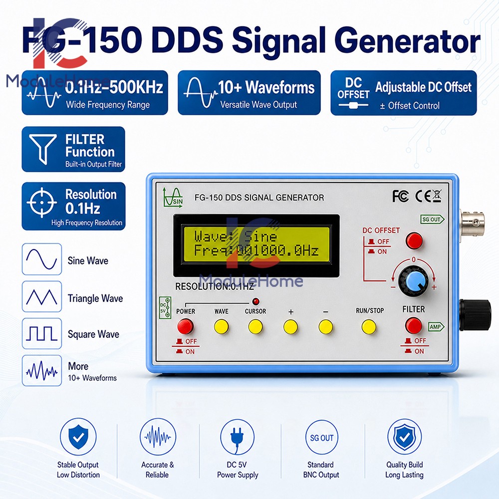 FG-150 DDS High-Precision Frequency Signal Generator with 15 Adjustable Waveform