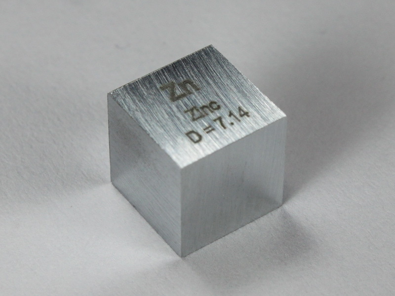 Zinc density cube ultra precision 10.0x10.0x10.0mm - 99.95% purity