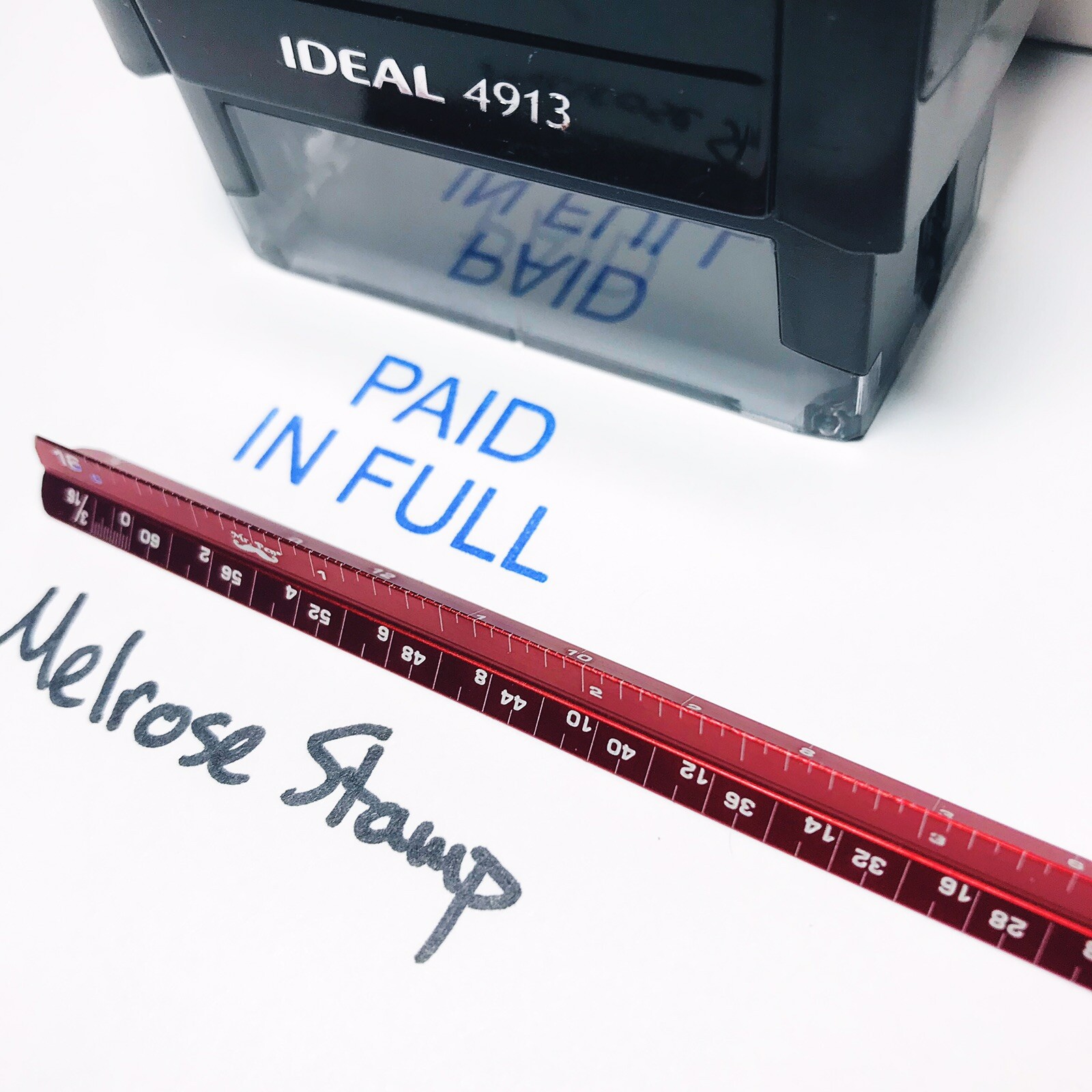 Paid In Full Rubber Stamp Blue Ink Self Inking Ideal 4913