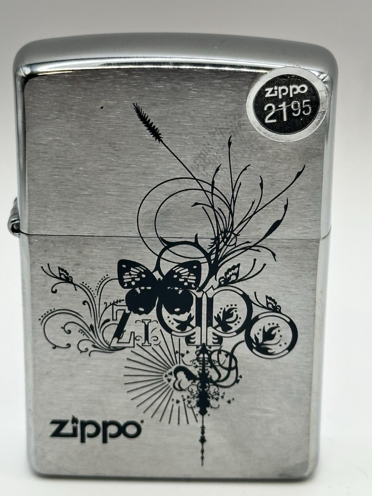 Vintage 2010 Zippo Logo Butterfly Chrome Zippo Lighter New