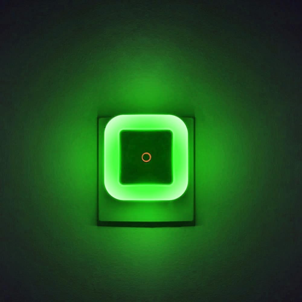 Bright Green Night Lights Plug into LED Wall Lights with Light Sensor Pack of 2